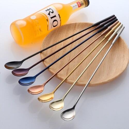 1Pcs Cocktail Spoon Stainless Steel Mixing Bar Cocktail Spoon Long Handle Drinking Spoon Bar Tool 30.6cm