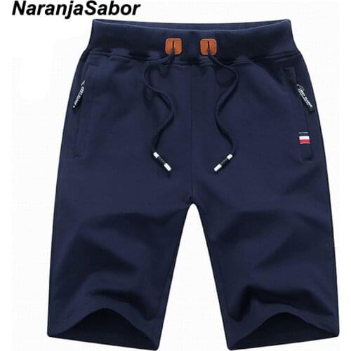 NaranjaSabor 2020 Solid Color Mens Shorts Summer Mens Beach Shorts Cotton Casual Male Sports Short Male Plus Size Clothing N658