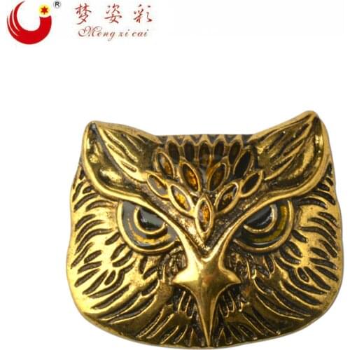 MZC Vintage Animal Bronze Owl Head Broches Femme Hijab Pin Corsage Broach Antique Gold Metal Brooch Lapel Pin Jewelry