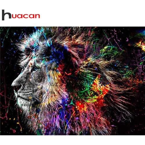 Huacan 5D DIY Diamond Painting Kit Lion Needlework Diamond Mosaic Embroidery Animals Decoration For Home