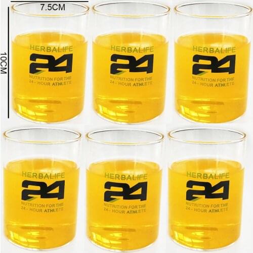 New Arrival Ins 6PCS 350ml Transparent 24Hour Clover Herbalife Nutrition Wholesale Glass Coffee Cup Beer Mug Tea Home Drinkware