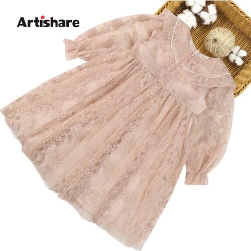 Girl Dresses Lace Floral Girls' Dresses Casual Style Kid Dress Spring Autumn Clothes Girl 6 8 10 12 14