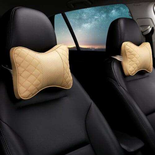 Car Neck Pillow PU Leather Seat Head rest Pillows Cushion For Renault BMW Toyota Nissan Volkswagen Mazda Hyundai Honda Kia