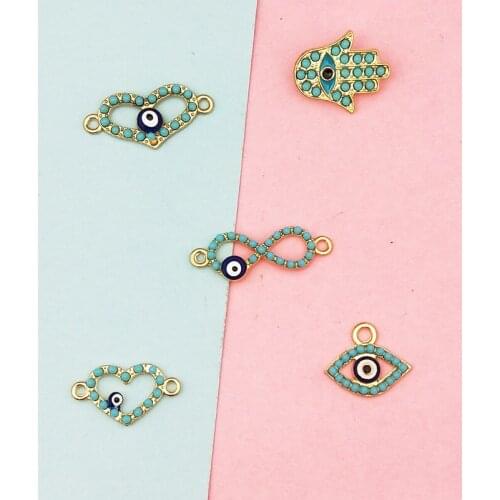 10pcs Evil Eye Connector Charms Pearl Decor Demon Eye Pandents For Jewelry Making Fashion Earring Pendant Necklace Charms
