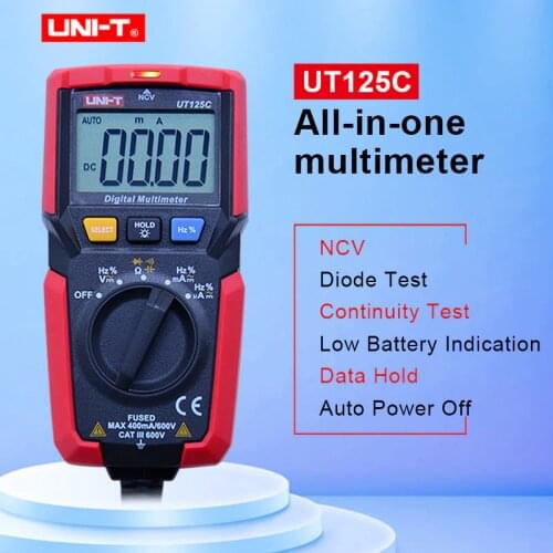 UT125C handheld pocket digital multimeter AC/DC Voltage tester multimetro uni-t Amp Ohm Cap Hz NCV
