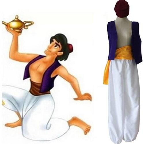 S-2XL Adult Aladdin Lamp Prince Aladdin Costume Halloween Anime Cosplay Fancy Dress Adam prince Costumes Halloween Cosplay Party