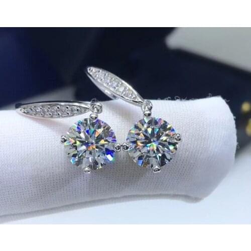 Passed Diamond Test Four Claws Moissanite Diamond Earring S925 Sterling Silver D Color VVS Diamond Earrings Luxury Jewelry Gift