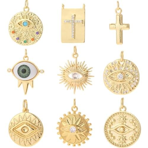 Eye Jewelry Charms for Jewelry Making Cute Cross Charm Pendant Charms for Earrings Necklace Bracelet Make Gold Copper Butterfly