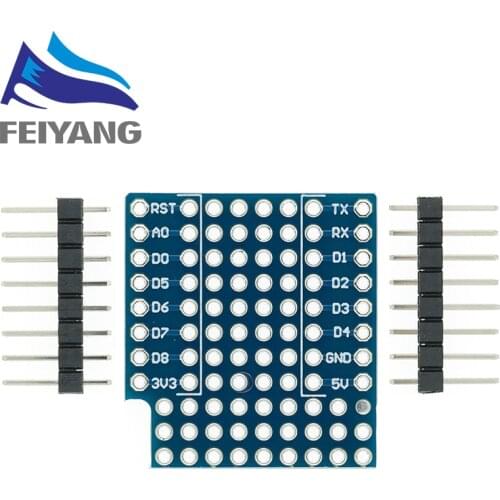 ProtoBoard Shield for WEMOS D1 mini double sided perf board with 2 pinhead