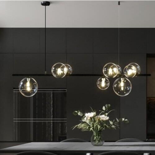 Nordic long chandelier minimalist Magic Beans Ball glass chandelier Dining Room LED Coffee Shop Bar Decor home interior lighting
