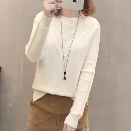 Loose Solid Autumn Knitted Sweater Women Pullover 2020 Long Sleeve Ladies Fall Sweater Women O-neck Basic Womans Sweater
