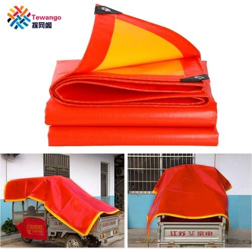 Tewango 220GSM Red+Yellow Rain Tarp Trailer Cover0.38MM Waterproof Shade Sail