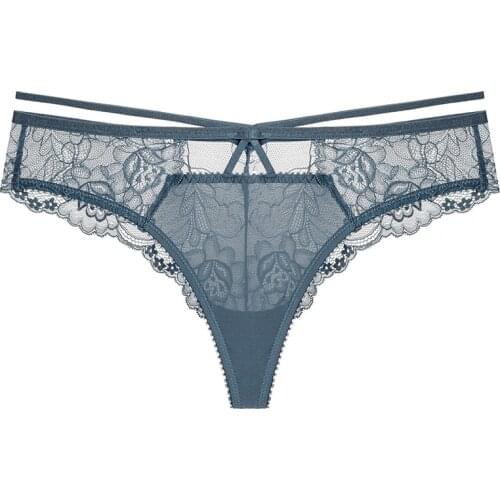 French Sexy Lace Womens Panties Ultra-Thin Breathable Romantic Comfortable Bandage Design Ladies Low Rise Briefs Underwear