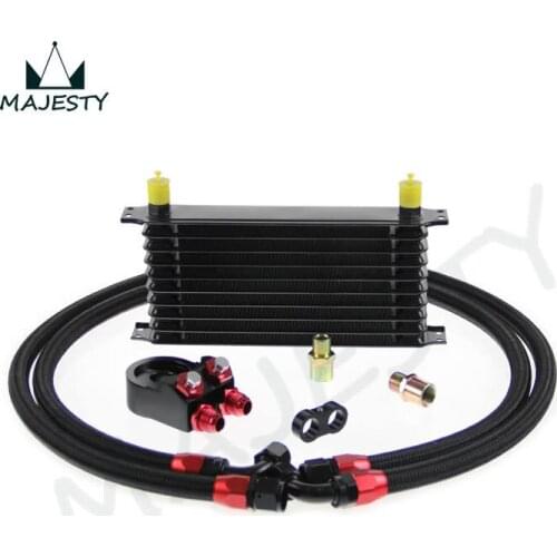 UNIVERSAL 10 ROW AN-10AN UNIVERSAL ENGINE TRANSMISSION OIL COOLER KIT TRUST TYPE BLACK +BLACK FILTER ADAPTER KIT BRAND CSK