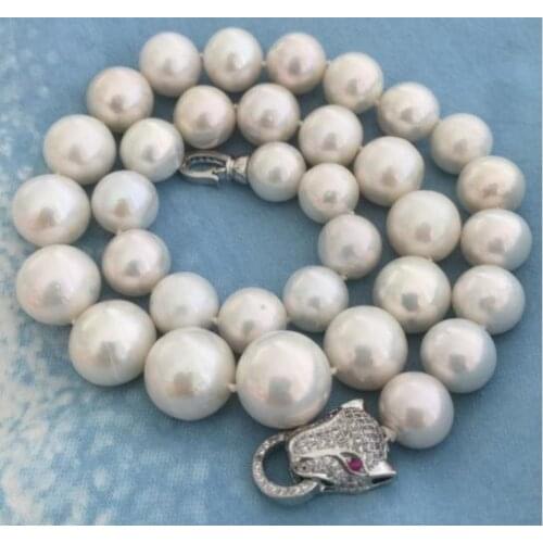 GORGEOUS 12-13mm south sea round white pearl necklace 18inch