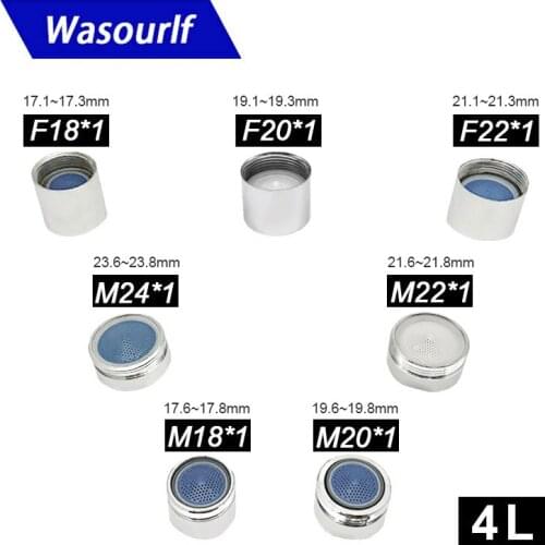 Wasourlf M18 M20 M22 M24 Water Saving Aerator Male Thread or Female Thread for Faucet Tap Bubble 4L Save Water Brass Shell