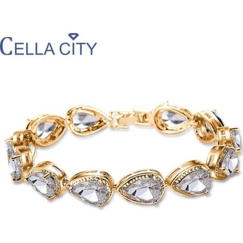 Cellacity Water Drop Shaped Gemstones Bracelet for Women Luxury Design Silver 925 Jewelry Sapphire Emerald Ruby Fashion Gift
