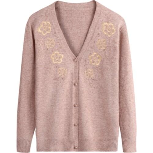 2020 Women embroidery knit sweater cardigan jacket Plus size female long sleeve V-neck single-breasted thin sweaters top A3202