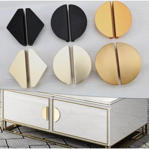 Gold Semicircular Handle Dresser Cabinet Light Luxury Cabinet Wardrobe Door Handle Black Round Triangle Furniture Handle