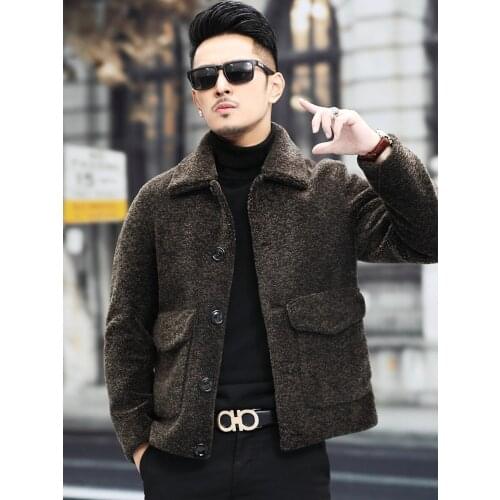 2021 New Mens Clothing Loose Genuine Leather Coat Winter Parka Male Real Fur Short Plush Thick Warm Jackets for Man M-5XL U11