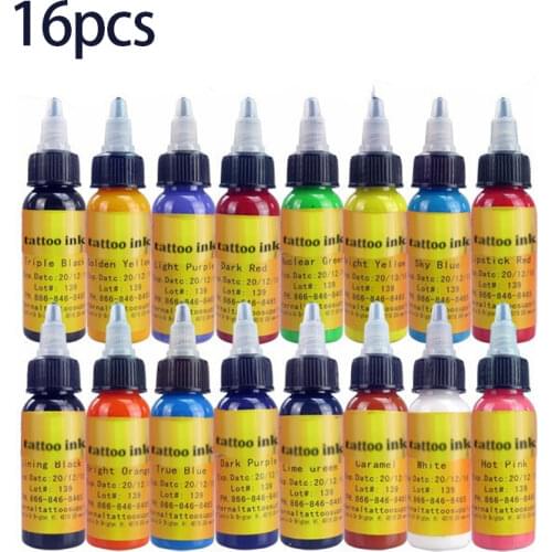 30ml/bottle tattoo ink set permanent makeup art pigment 16PCS cosmetic tattoo paint for eyebrow eyeliner lip body Body