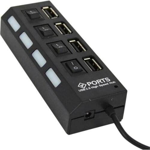 4 Port USB 2.0 Ultra Slim Data Hub Splitter for USB Expansion with 50cm Cable Backwards compatible with USB 1.1