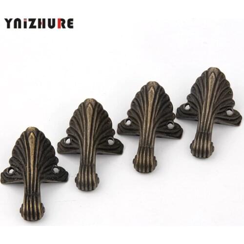 4PCS Antique Jewelry Box Feet Case Box Corners For Furniture Decor Triangle Pattern Carved,Furniture Hardware Corner With screw