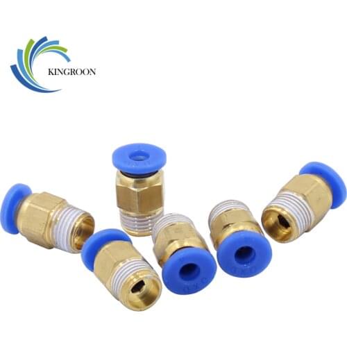 5pcs Pneumatic Connectors PC4-01 PC6-01 For V6 V5 3D Printers Parts 1.75mm 3mm Quick Coupler J-head Fittings Hotend Copper Part