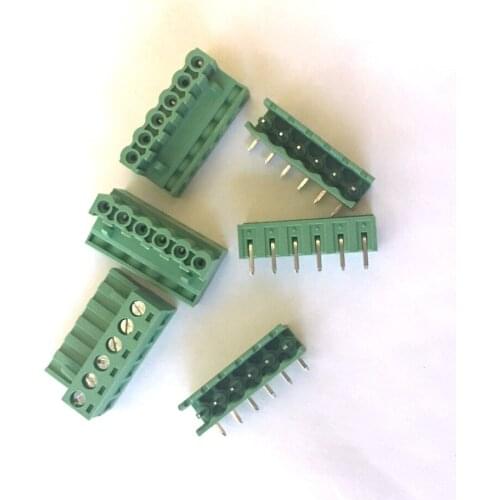50 set 5.08mm Angle 6 Pin Screw Terminal Block Connector Pluggable Type Green
