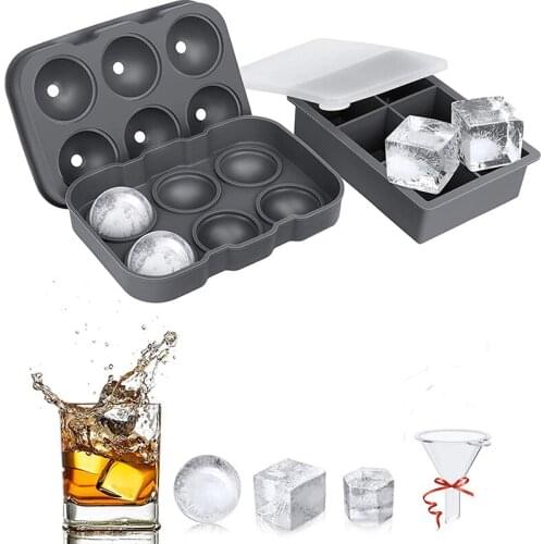 6 Holes Ice Ball/Square Maker Silicone Ice Cube Trays Home Bar Party Whiskey Wine Ice Cream Tool Kitchen Ice Lattice Suit