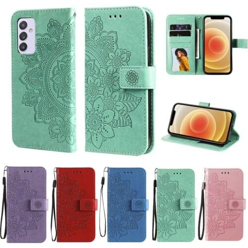 A22 A82 Embossed Leather Case for Samsung Galaxy A72 A52 A42 A32 A12 A11 A71 A51 Coque Shockproof Folding Bracket Wallet Cover