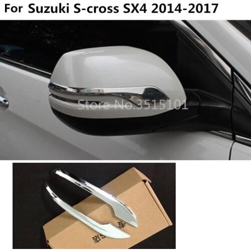 Car Back Rear View Rearview Side Mirror Cover Stick Trim Frame Lamp Hood 2pcs For Suzuki S-Cross Scross SX4 2014 2015 2016 2017