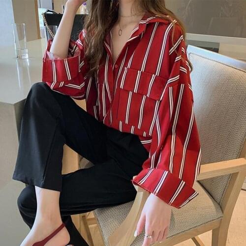 Blouse Women Shirt Womens Coat Loose Top Striped Blusas Mujer De Moda