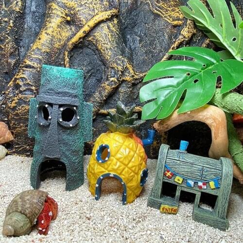 Big Cartoon Pineapple Hous aquario Aquarium Decoration Cartoon House for Fish Tank Home Ornaments Aquarium Accessories Fish Gift