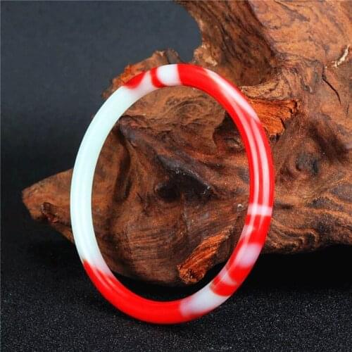 Natural Red White Jade Bangle Bracelet Genuine Hand-Carved Fine Charm Jewellery Fashion Accessories Amulet for Men Women Gifts