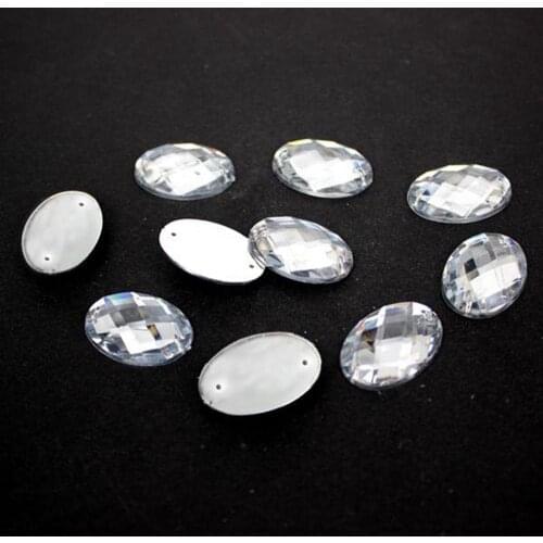 Crystal Clear Beads 10X14mm 13x18mm 18x25mm 8x10mm Oval Flatback Sewing DIY Beads For Bridals Dress Acrylic Beads Fashion Button