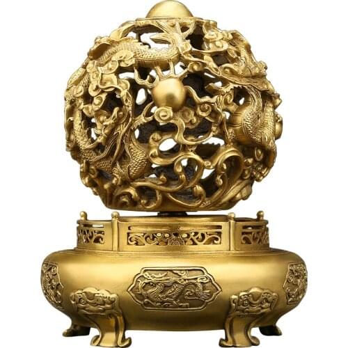 All-bronze Nine-turn Qiankun Ding Decoration Antique Qinglong Home Furnishing Craft Chinese Style Figurines Miniatures Ornaments
