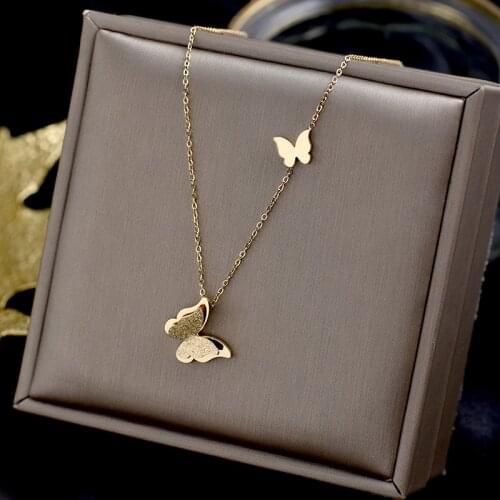 316L stainless steel fadeless super fairy butterfly necklace fashion web celebrity cool breeze design sense collarbone chain