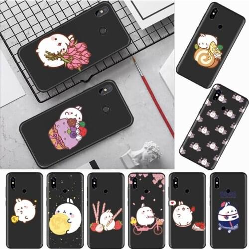 Molang Kawaii cute cartoon Phone Case For Xiaomi Redmi mi note max 3 5 6 8 9 10 t S SE lite pro Soft Silicone mobile bags