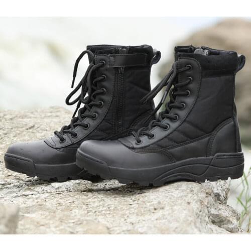CQB.SWAT Desert Swat Army Men Military Tactical Boots Outdoor Combat Boots Police Work Boots Black