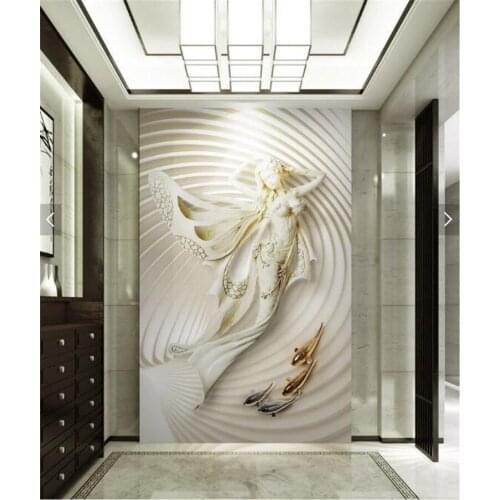 Photo Wallpaper European Style 3D Stereoscopic Fashion Sculpture Wall Mural Living Room Hotel Entrance Hall Backdrop Wall Decor