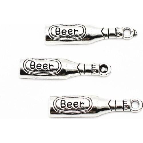 Hot selling 20pcs/lot beer dangle charms silver alloy lobster clasp charms for glass momery floating pendant necklace