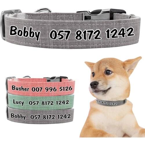 Personalized Dog Collar Free Print Pet Name Customized Dogs Cats ID Collars Anti-lost Adjustable For Small Medium Large Dogs