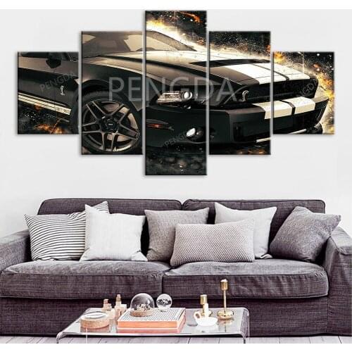 Canvas Painting Yellow Black Car Handsome Wall Art HD Printing Cool Poster Home Decorative Modern Living Room Modular Pictures