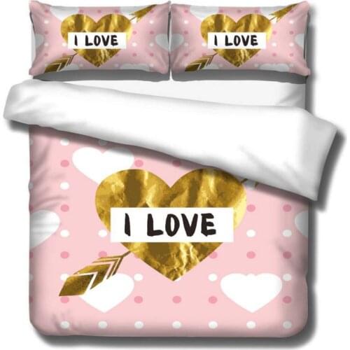 Pink Love Lips Bedding Set Girls Duvet Cover Set For Children Birthday Gift AU/EU Single Marbling Bedclothes For Kids