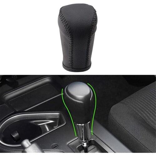 Leather Gear Shift Knob Cover for Toyota Corolla Rav4 Rav 4 2014-2019 Automatic Hand-Stitched DIY Gear Shift Collars