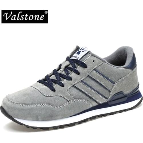 Valstone Mens Spring Genuine Leather Sneakers 2020 waterproof moccasins Antiskid Rubber walking shoes comfortable hombres grey