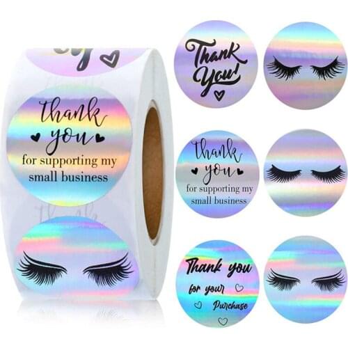 50-500pcs Laser Thank You Stickers For Supporting My Small Business 1 Inch Round Seal Labels for Wrapping/Mailiing Supplies