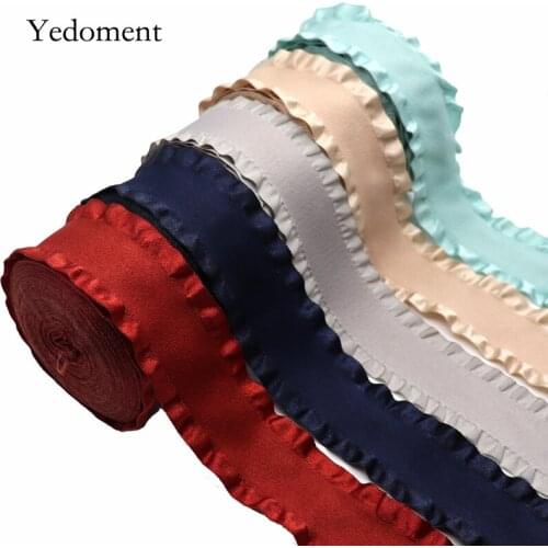 10 Yards 1.5" 38MM Matte Falbala Ruffled Ribbon Lotus leaf Ribbons For Hair Bows DIY Crafts Handmade Accessories Y2020092904