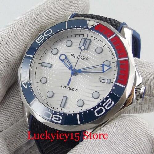 Dress Automatic Mens Watch 41mm White Dial Ceremic Bezel Wristwatch Luminous Hand